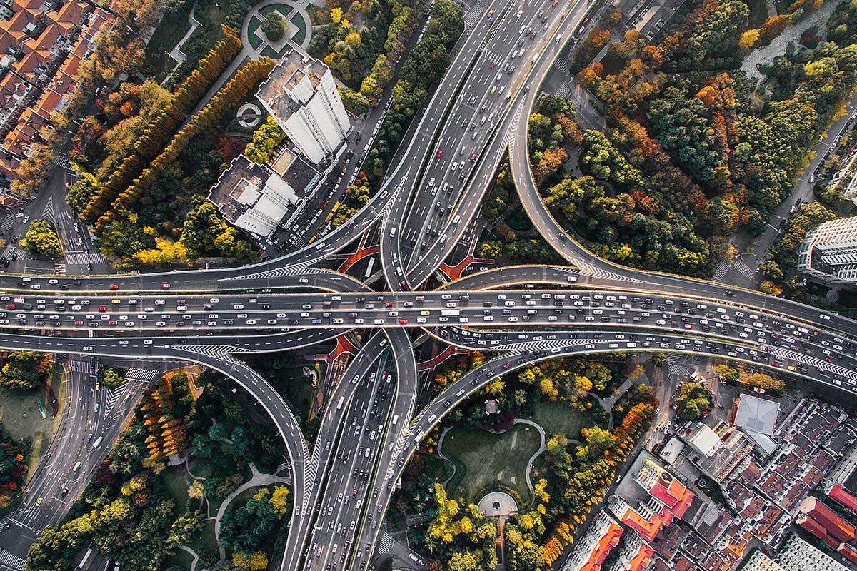 aerial photo of traffic